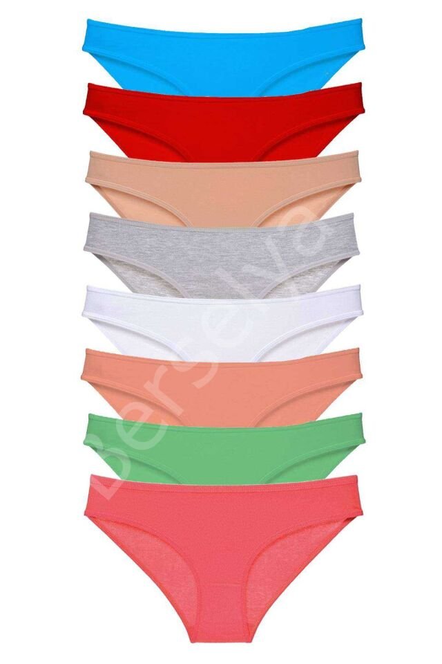 8 adet Süper Eko Set Likralı Kadın Slip Külot Set 8 L
