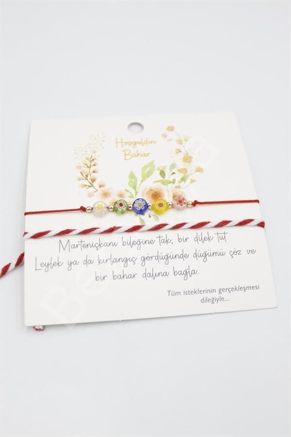 Çiçek Marteniçka Bileklik - Kırmızı