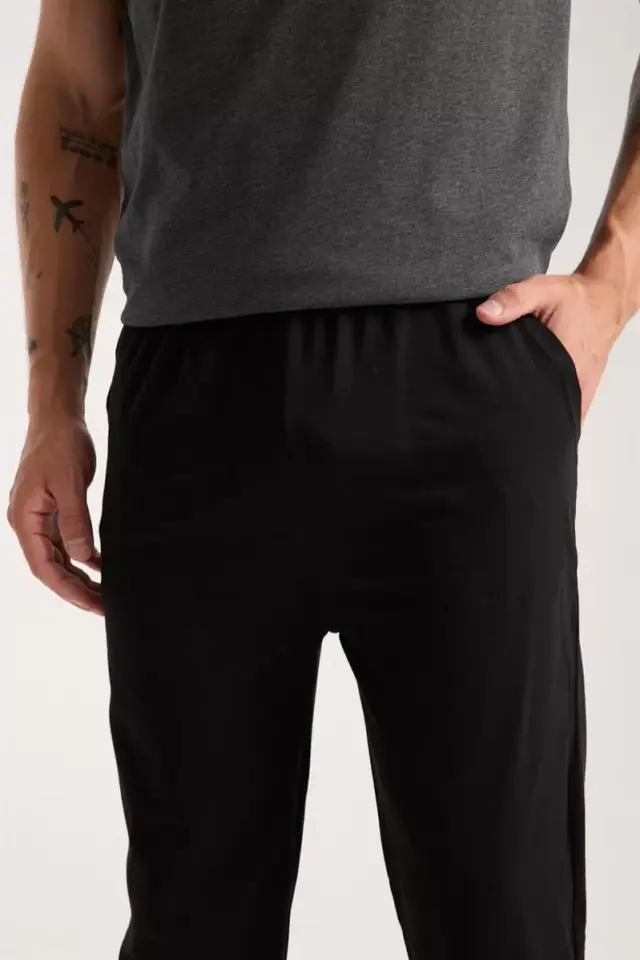 Erkek Antrasit Düğmeli Yaka Kısa Kol Pijama Takımı