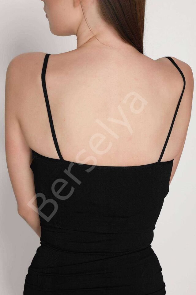 Elite Life Kadın Dikişsiz Ince Askılı Siyah Atlet 848