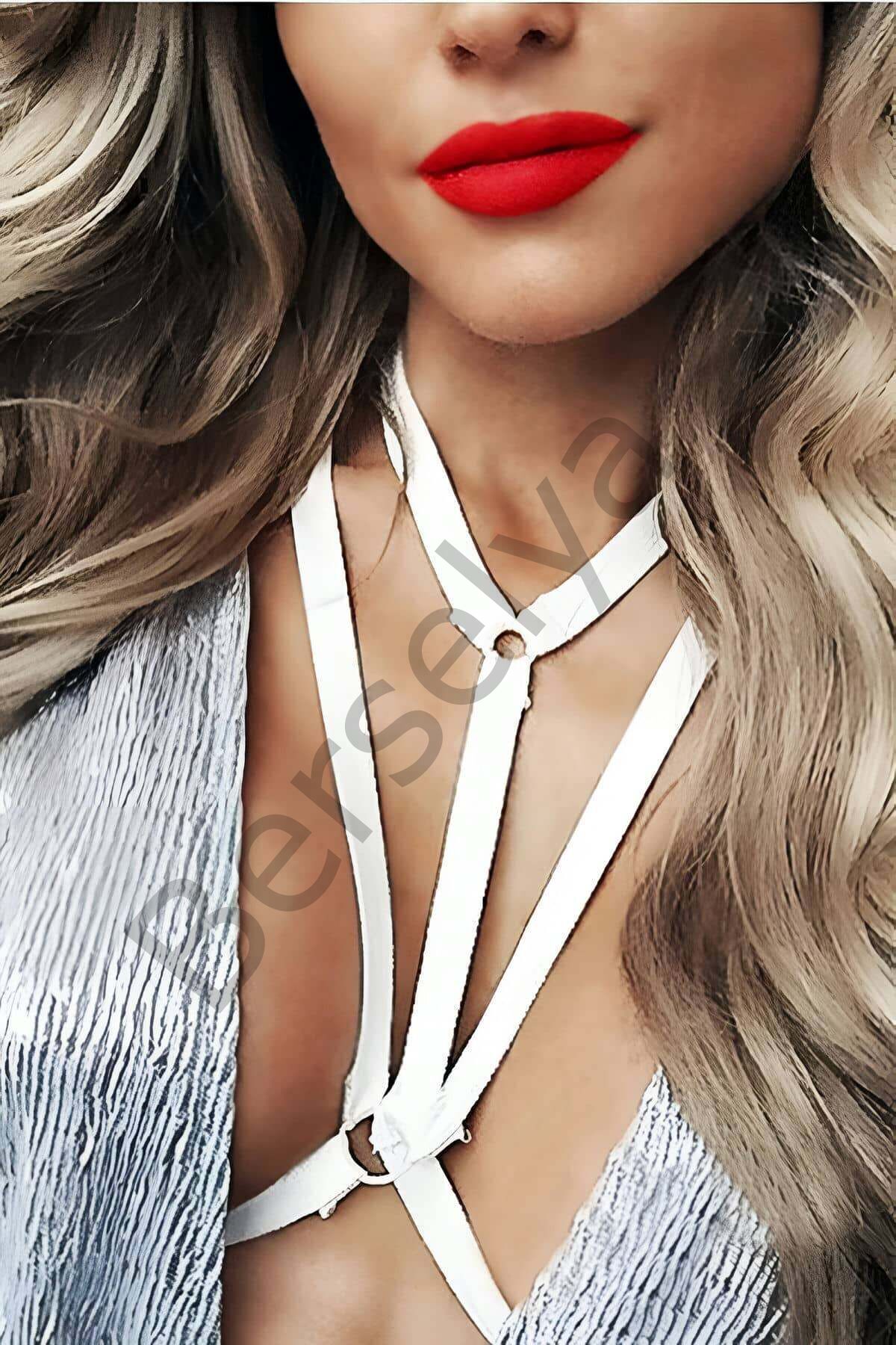 İç Giyim Seksi Aksesuar Beyaz Harness - Brf93