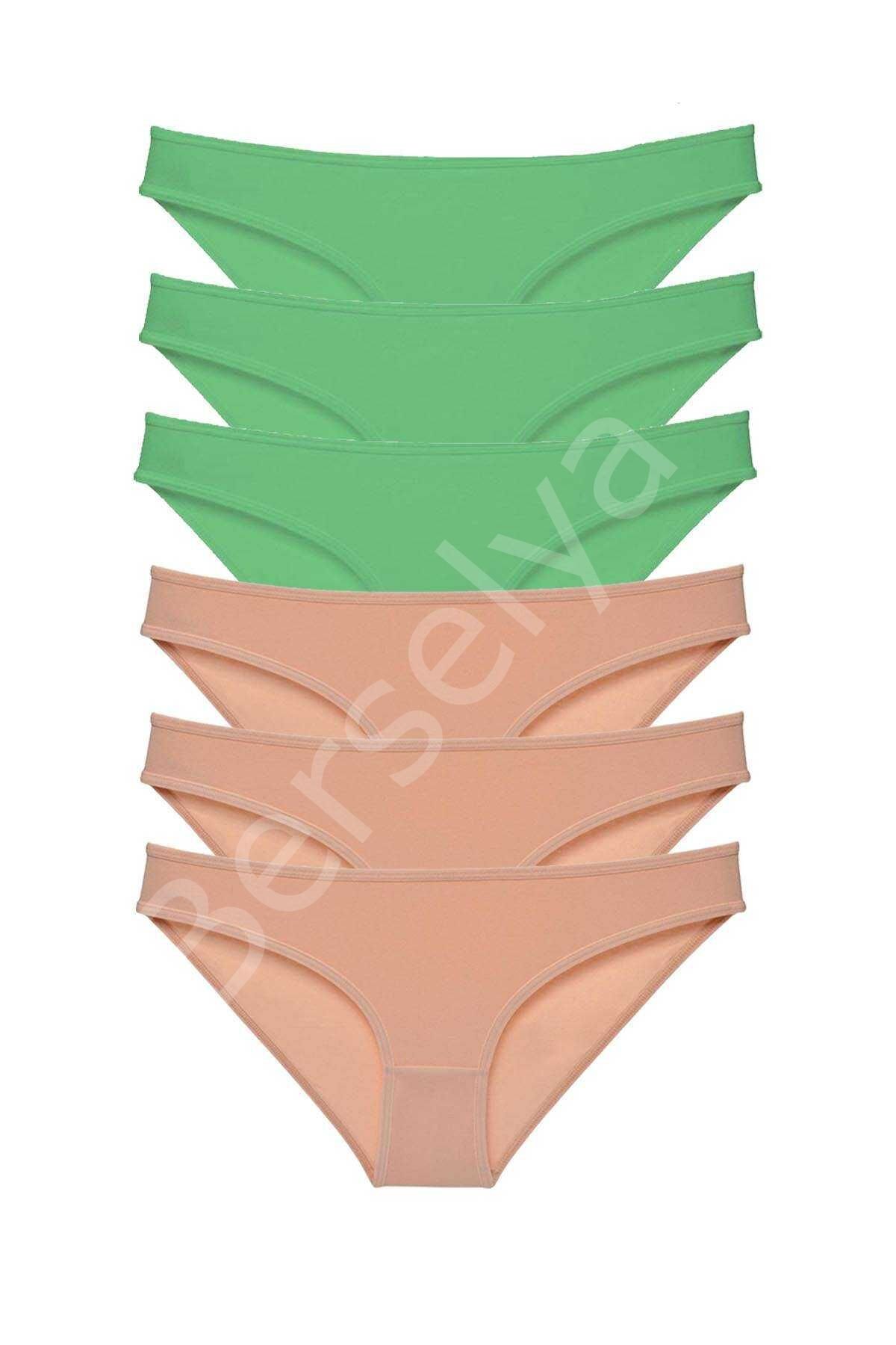 6 Adet Süper Eko Set Likralı Kadın Slip Külot Yeşil Ten
