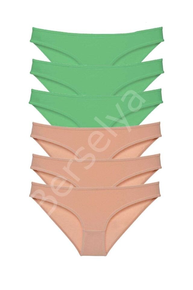 6 Adet Süper Eko Set Likralı Kadın Slip Külot Yeşil Ten