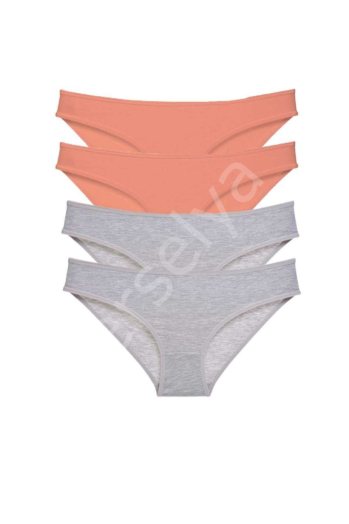 4 adet Süper Eko Set Likralı Kadın Slip Külot Pudra Gri XL