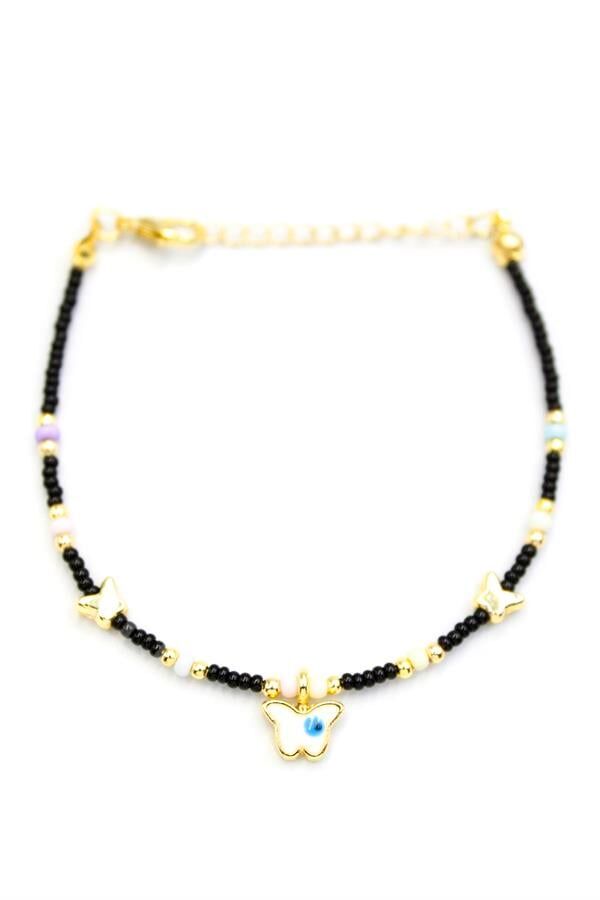 Kelebek Boncuk Bileklik - Siyah