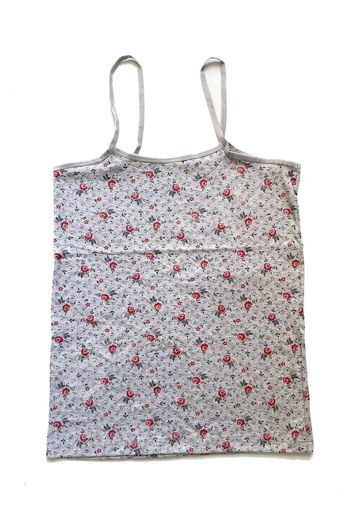 Kadın Askılı Desenli Atlet Dantelli Empirme Pamuklu Penye D2