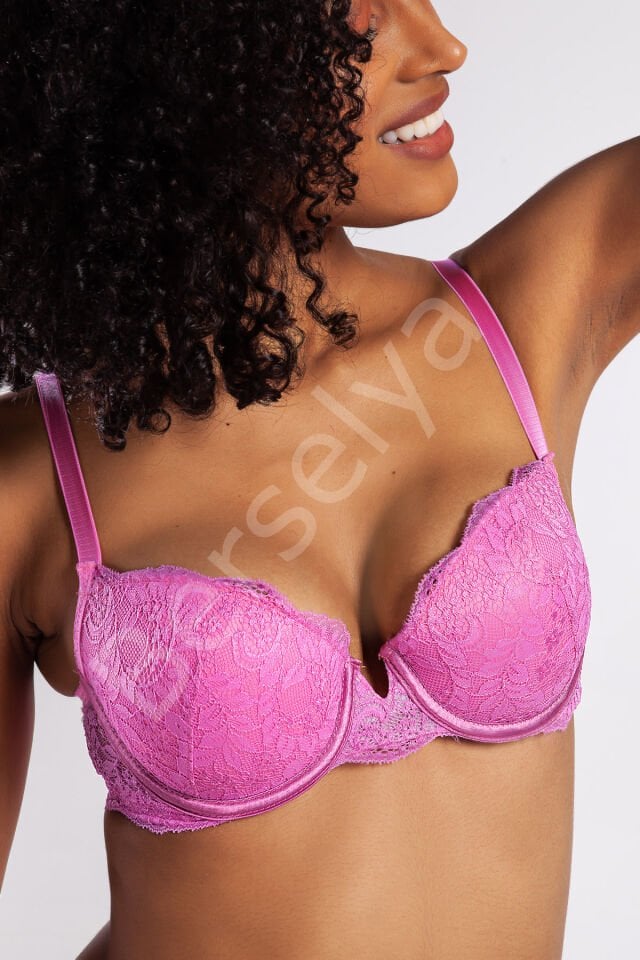 G.colors Balconette Foam Push Up Bra, Koyu Pembe Konforlu Ve Şık Sütyen