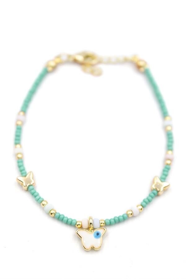 Kelebek Boncuk Bileklik - Açık Yeşil