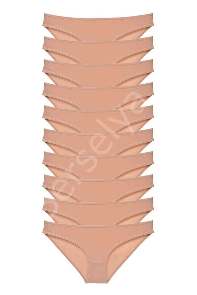 10 adet Süper Eko Set Likralı Kadın Slip Külot Ten