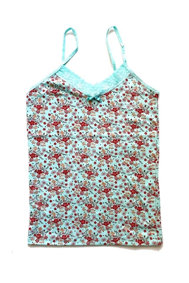 Kadın Askılı Desenli Atlet Dantelli Empirme Pamuklu Penye D5