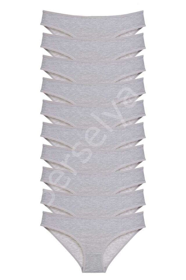 10 adet Süper Eko Set Likralı Kadın Slip Külot Gri