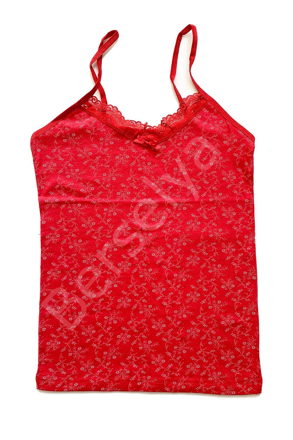 Kadın Askılı Desenli Atlet Dantelli Empirme Pamuklu Penye D9