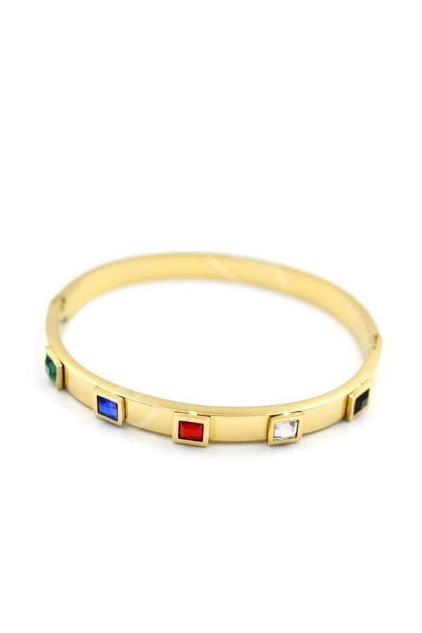 Kare Taşlı Bilezik - Altın