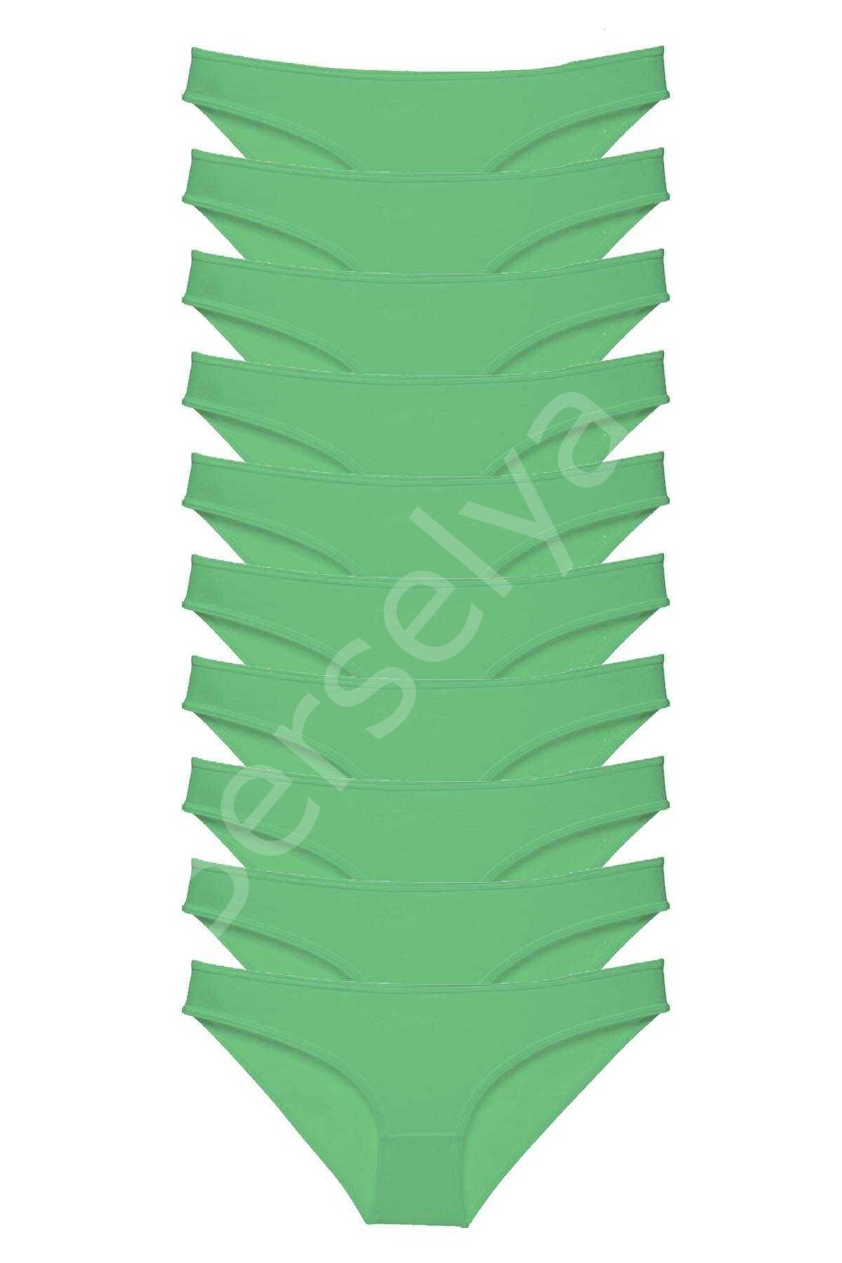 10 adet Süper Eko Set Likralı Kadın Slip Külot Yeşil