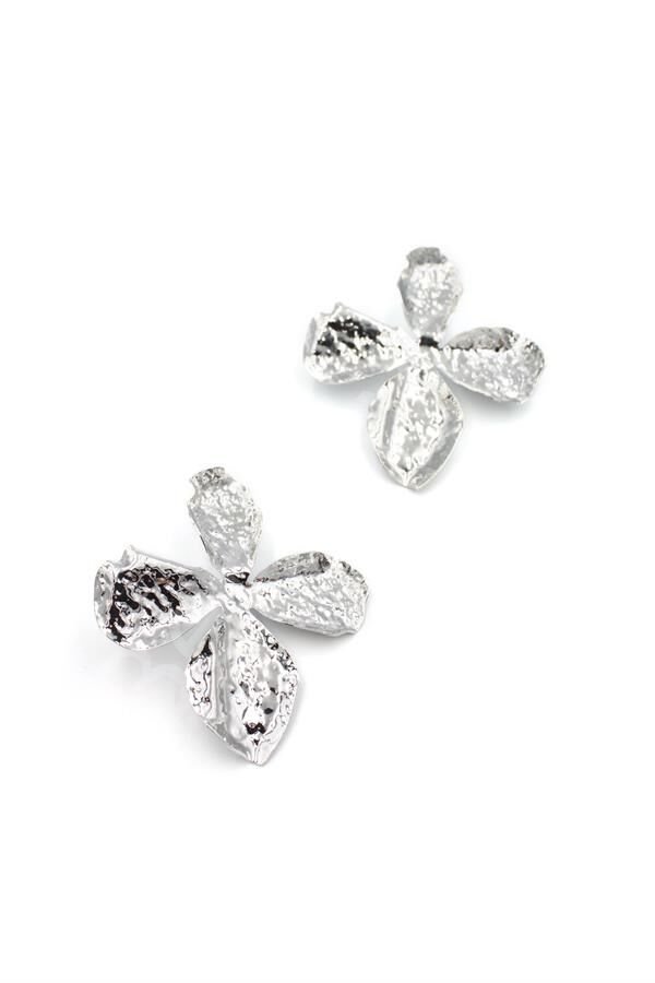 Metal Yaprak Küpe - Gümüş