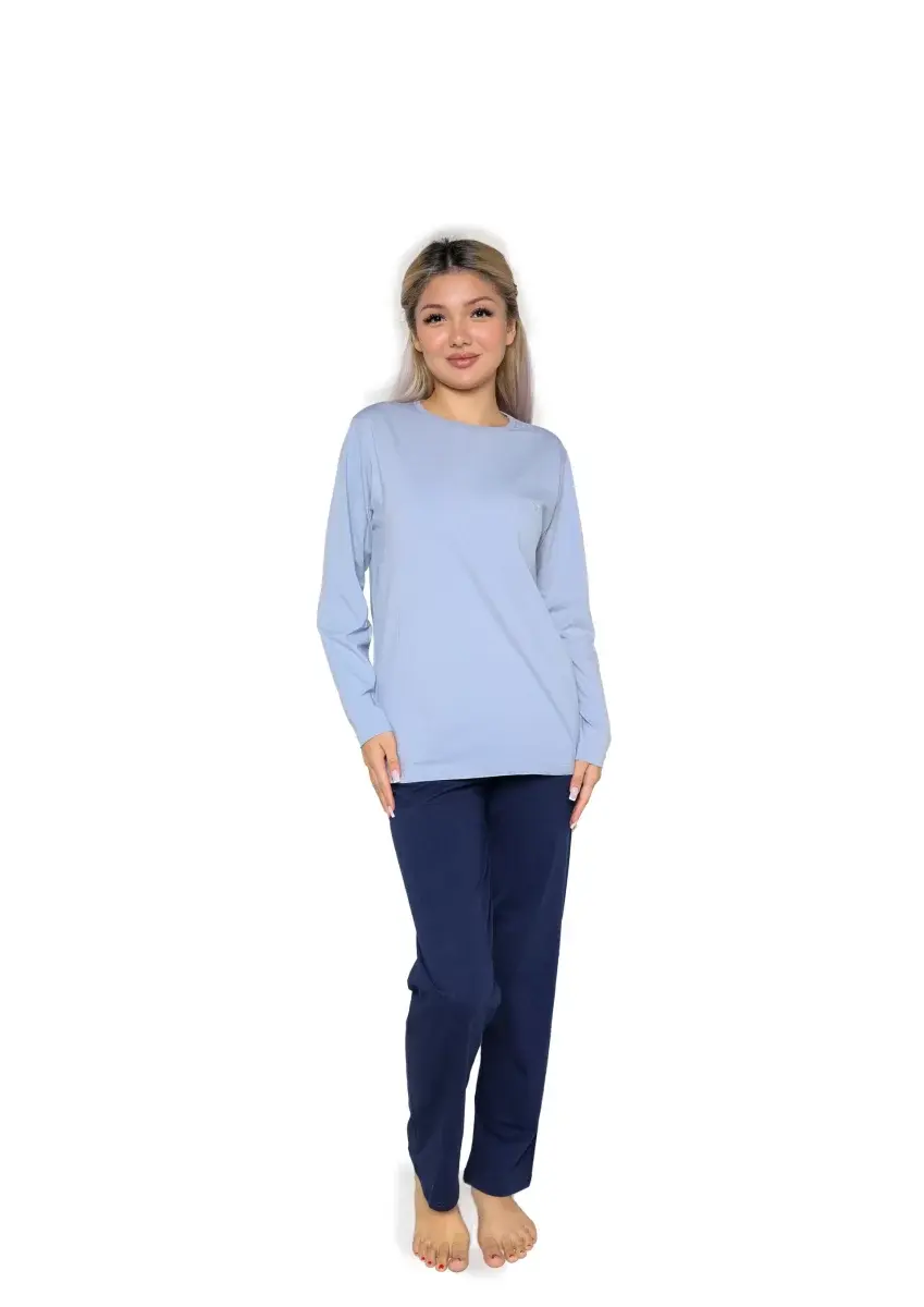 Kadın Uzun Kol Penye Pijama Takımı Lila