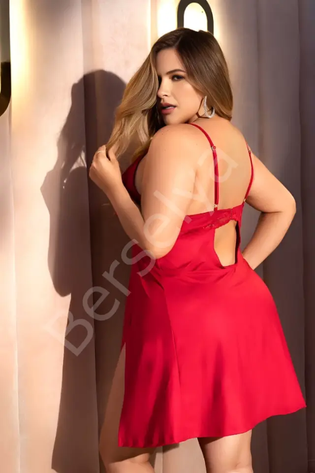 Büyük  Beden Kırmızı Gecelik