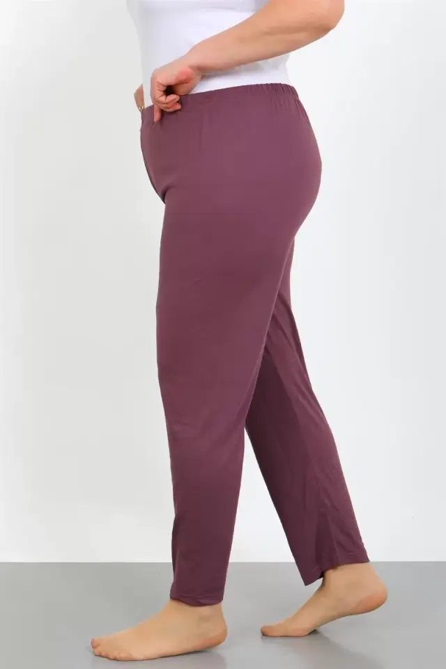 Kadın Büyük Beden Mürdüm Tek Alt Pijama