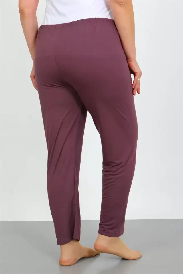 Kadın Büyük Beden Mürdüm Tek Alt Pijama