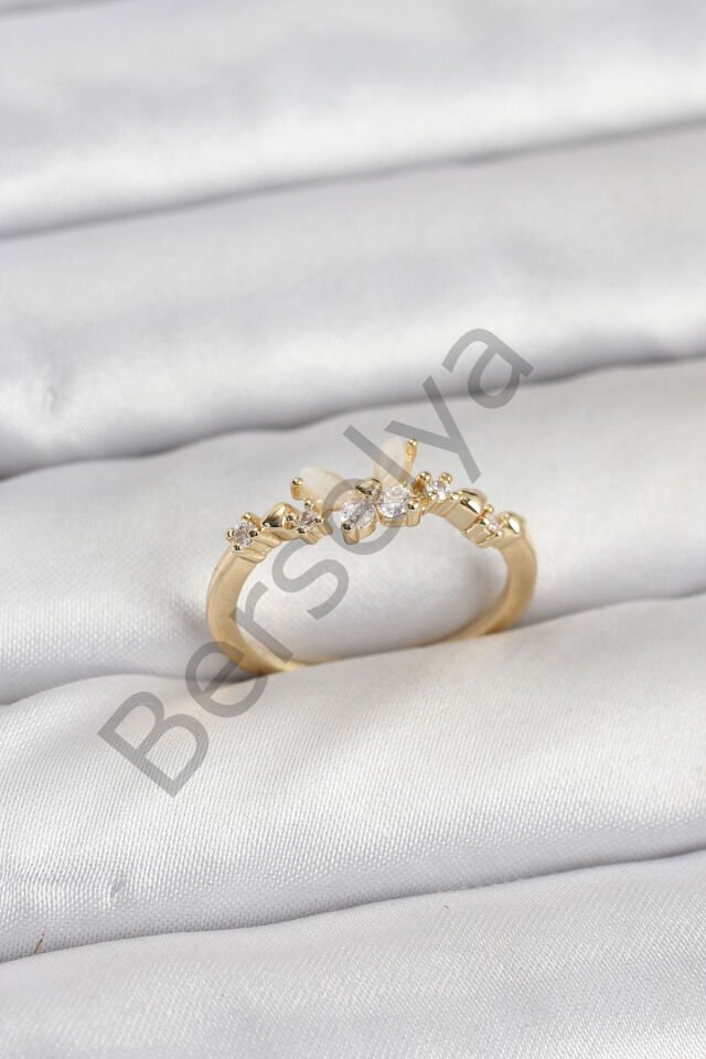Kelebek Model Gold Renk Pirinç Kadın Yüzük