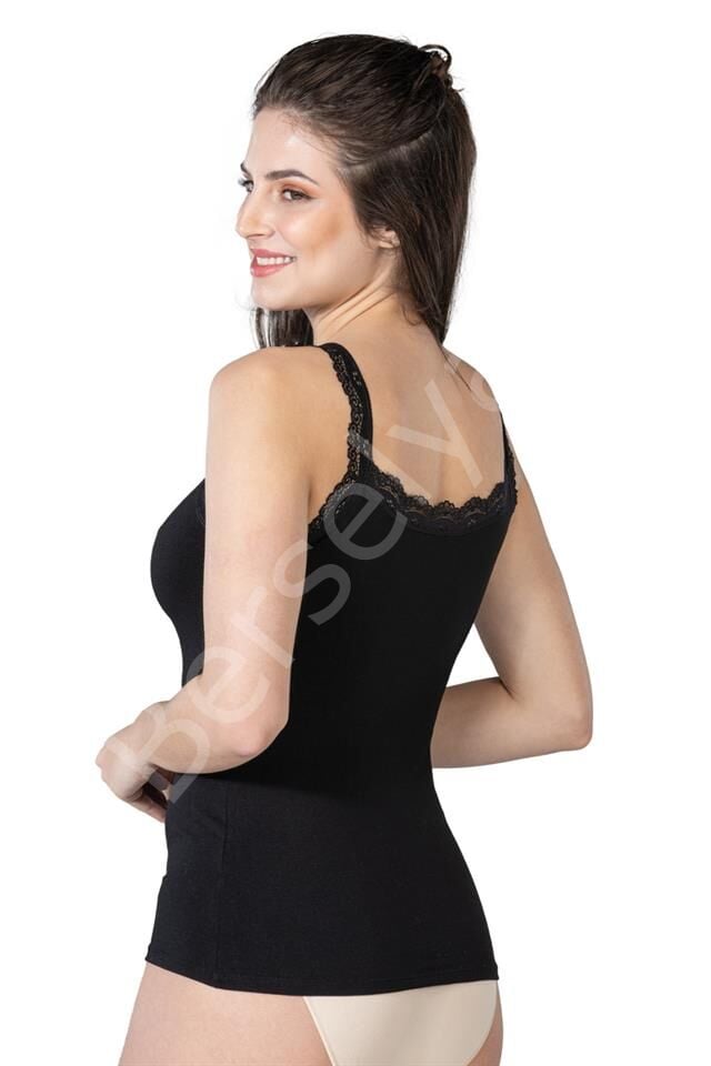 Siyah Emay 1411 Modal Cotton Dantelli Atlet