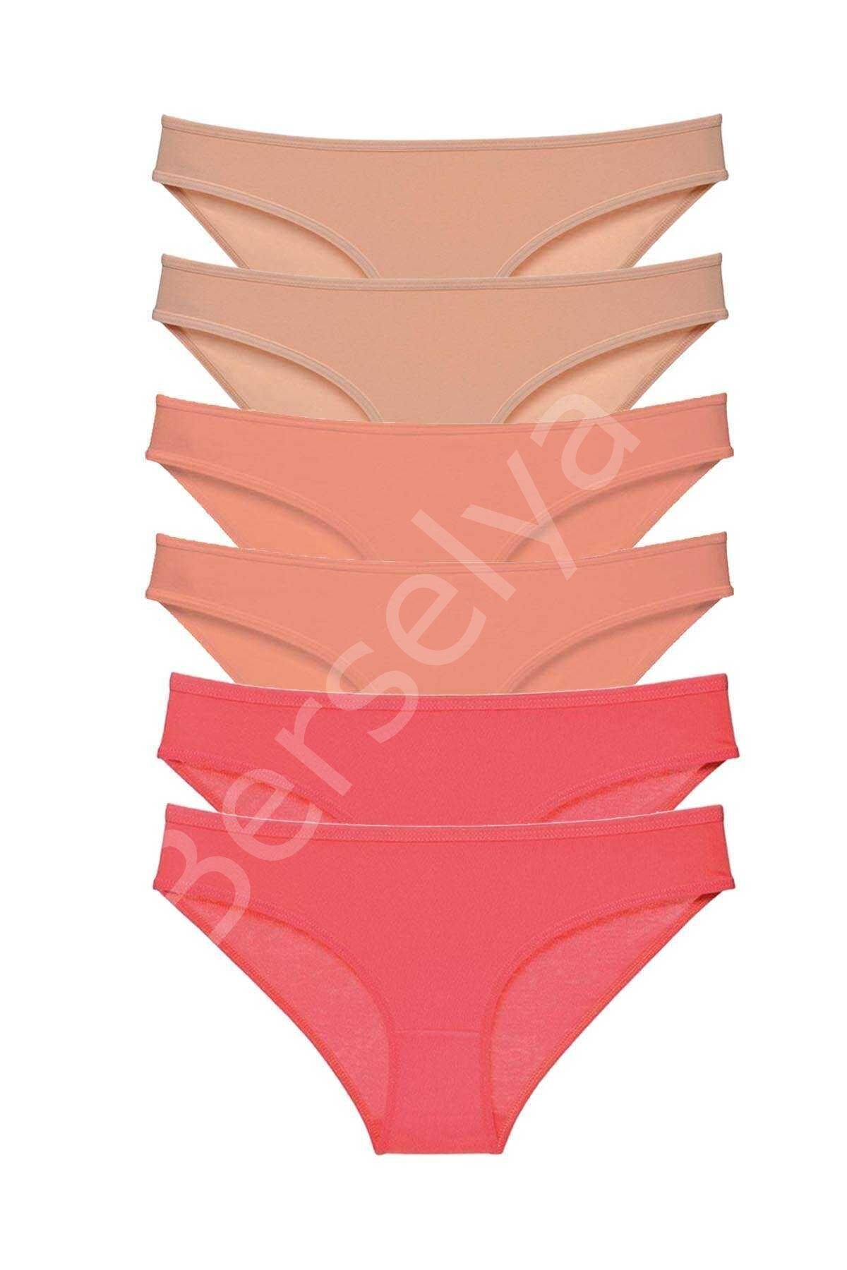 6 Adet Süper Eko Set Likralı Kadın Slip Külot Ten Pudra Fuşya