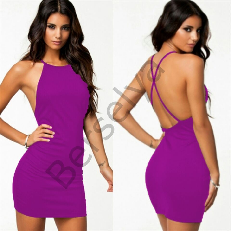 B101050 Sırt Dekolteli Mini Elbise