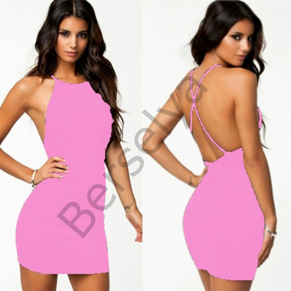 B101050 Sırt Dekolteli Mini Elbise