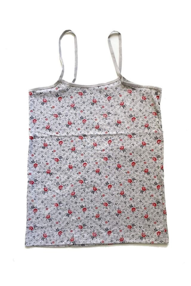 5 Adet Kadın Askılı Desenli Atlet Dantelli Empirme Pamuklu Penye D1-5