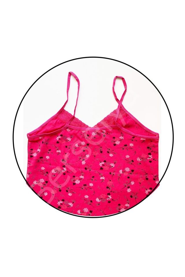 5 Adet Kadın Askılı Desenli Atlet Dantelli Empirme Pamuklu Penye D1-5