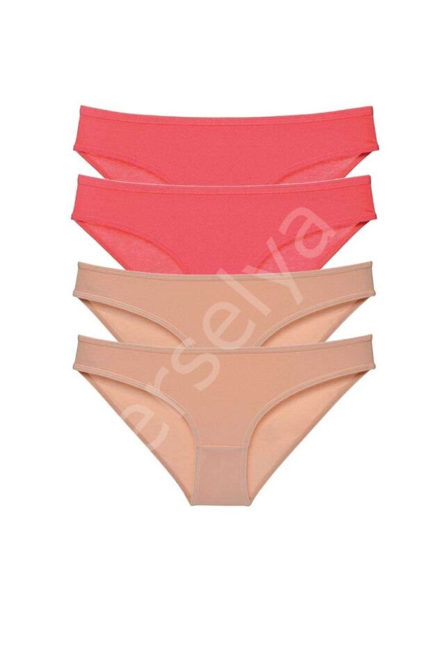 4 adet Süper Eko Set Likralı Kadın Slip Külot Fuşya Ten S