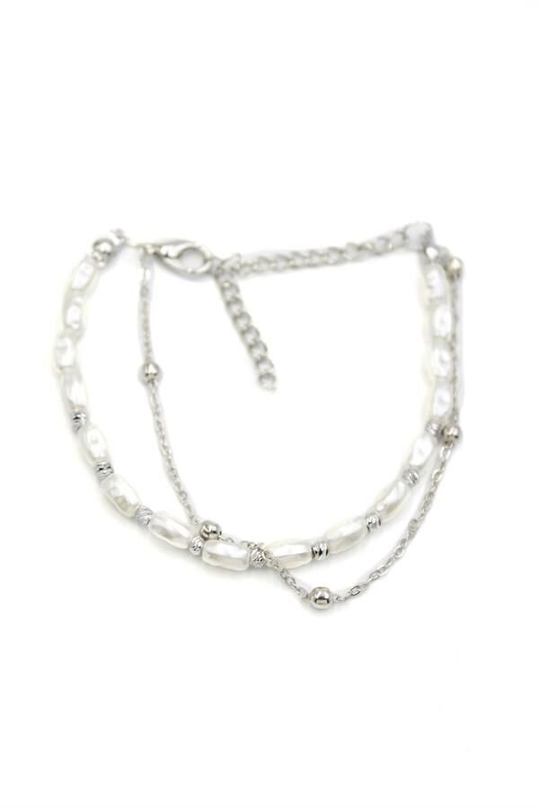 Zincirli İnci Bileklik - Gümüş