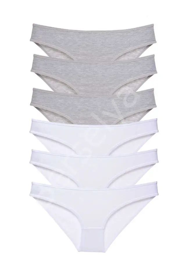 6 Adet Süper Eko Set Likralı Kadın Slip Külot Gri Beyaz