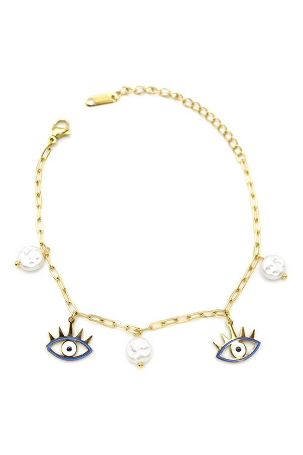 İnci Göz Bileklik - Altın