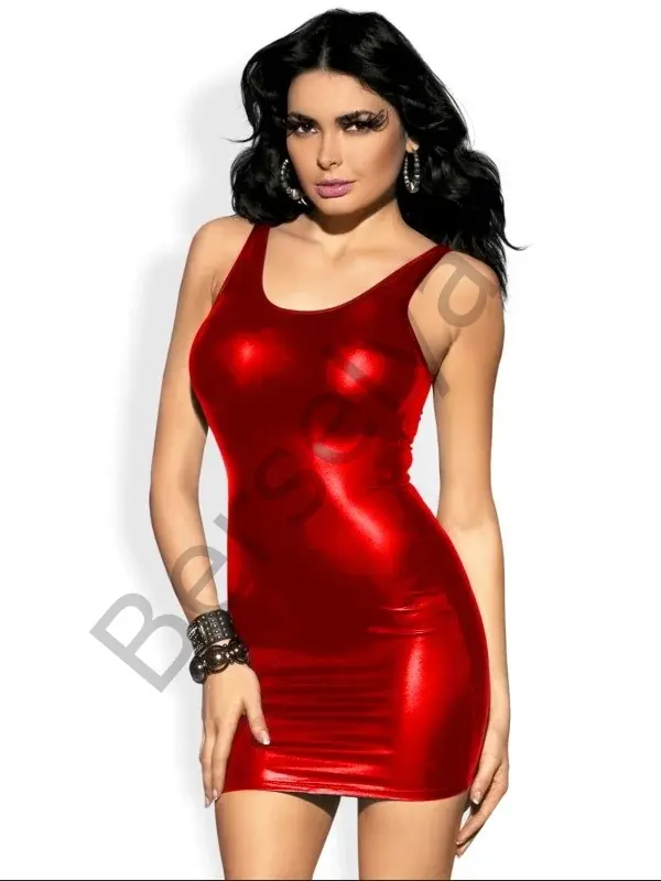 Fantazi Arkası Açık Kırmızı Seksi Elbise Gecelik