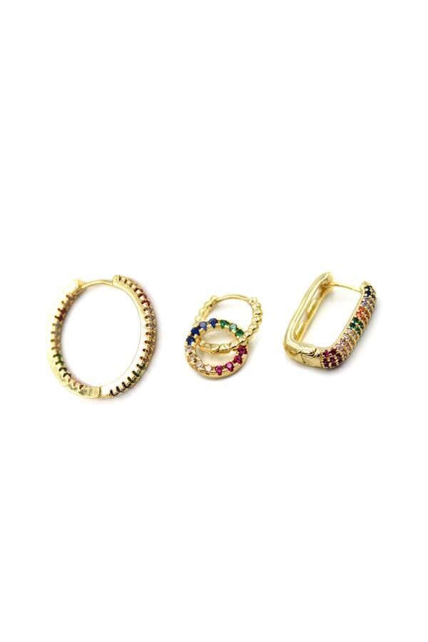 3'lü Halka Küpe - Altın