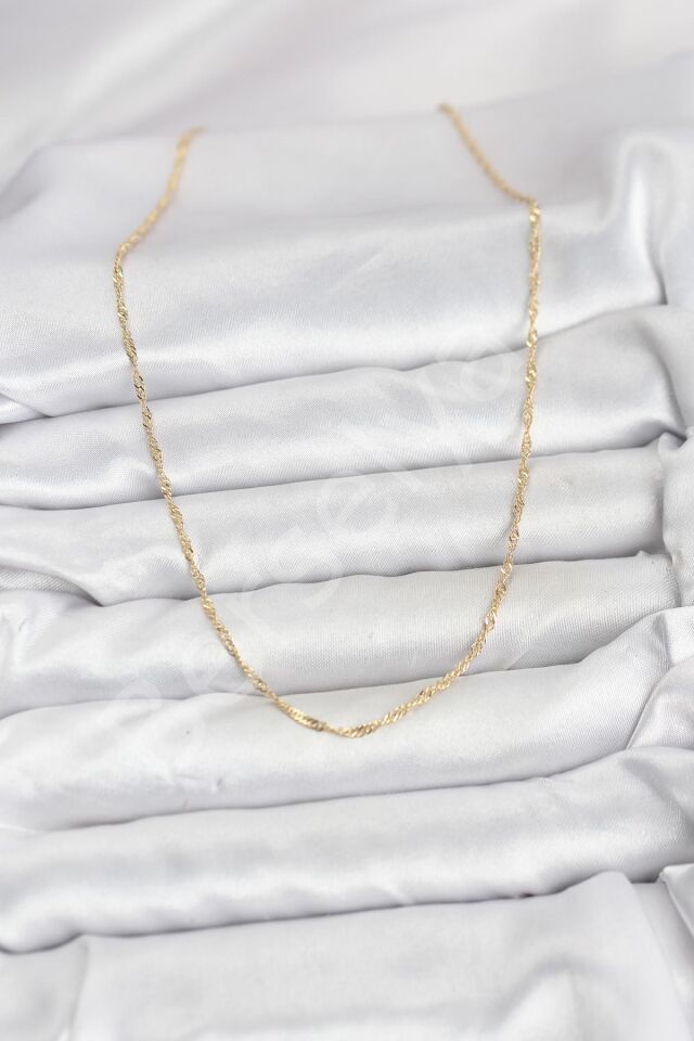 CM 14K Gold Renk Pirinç Ezme Burgu Model Kadın Kolye