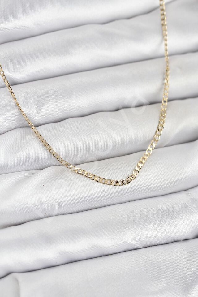 CM 14K Gold Renk Pirinç Zincir Model Kadın Kolye
