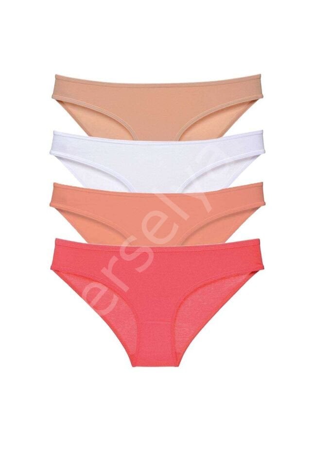 4 adet Süper Eko Set Likralı Kadın Slip Külot Ten Beyaz Pudra Fuşya