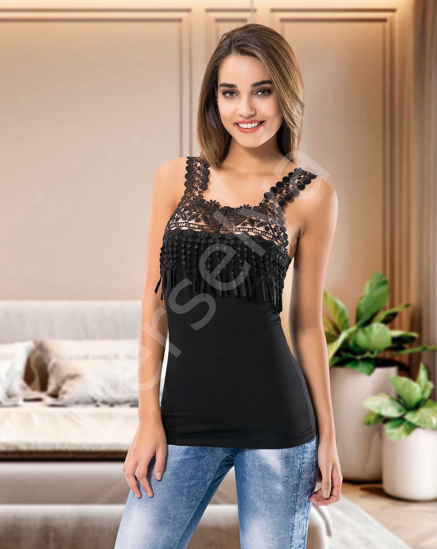 Kalın Güpür Askılı Atlet 129