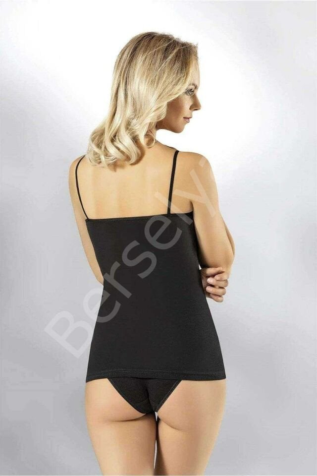 Kota Kadın Tül Detaylı İp Askılı Siyah Atlet 6220