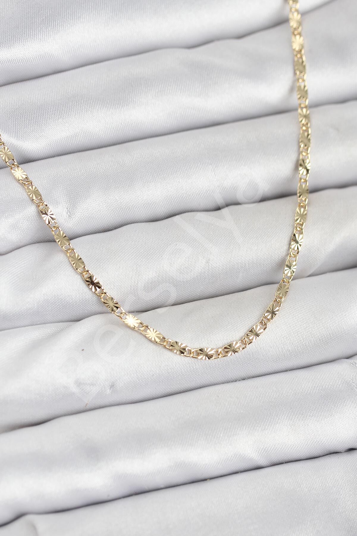CM 14K Gold Renk Lazerli Zincir Model Kadın Kolye