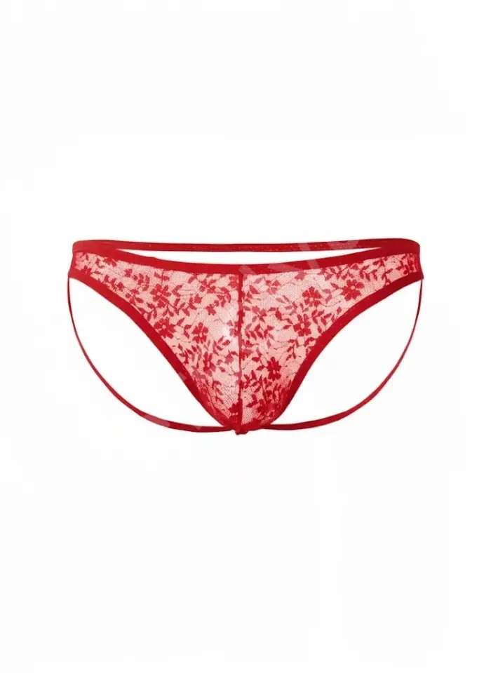 Seksi Dantelli Arkası Açık Seksi Kırmızı Erkek Külot