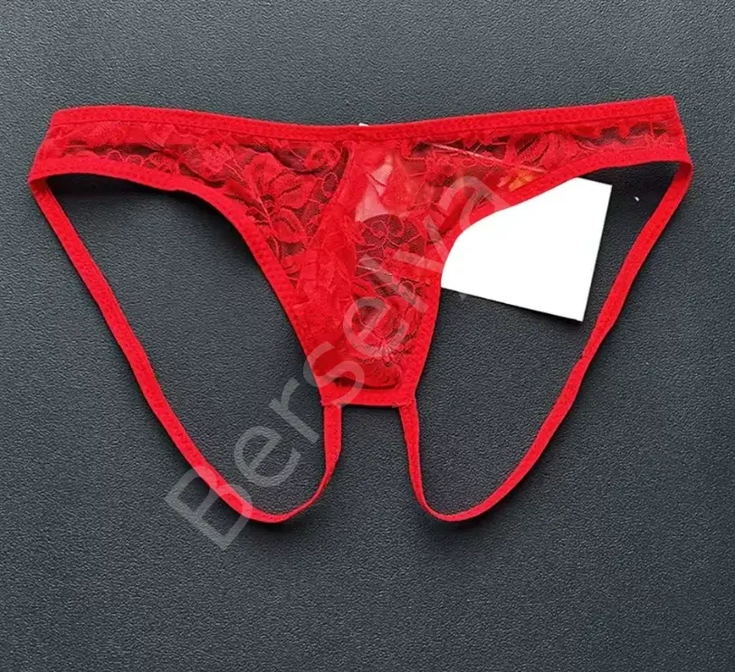 Seksi Dantelli Arkası Açık Seksi Kırmızı Erkek Külot