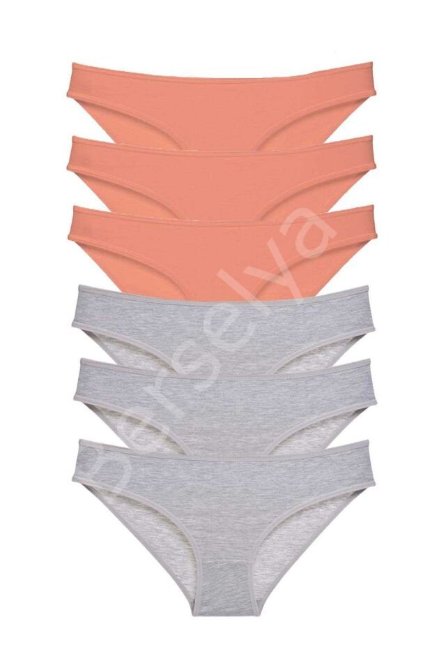 6 Adet Süper Eko Set Likralı Kadın Slip Külot Pudra Gri