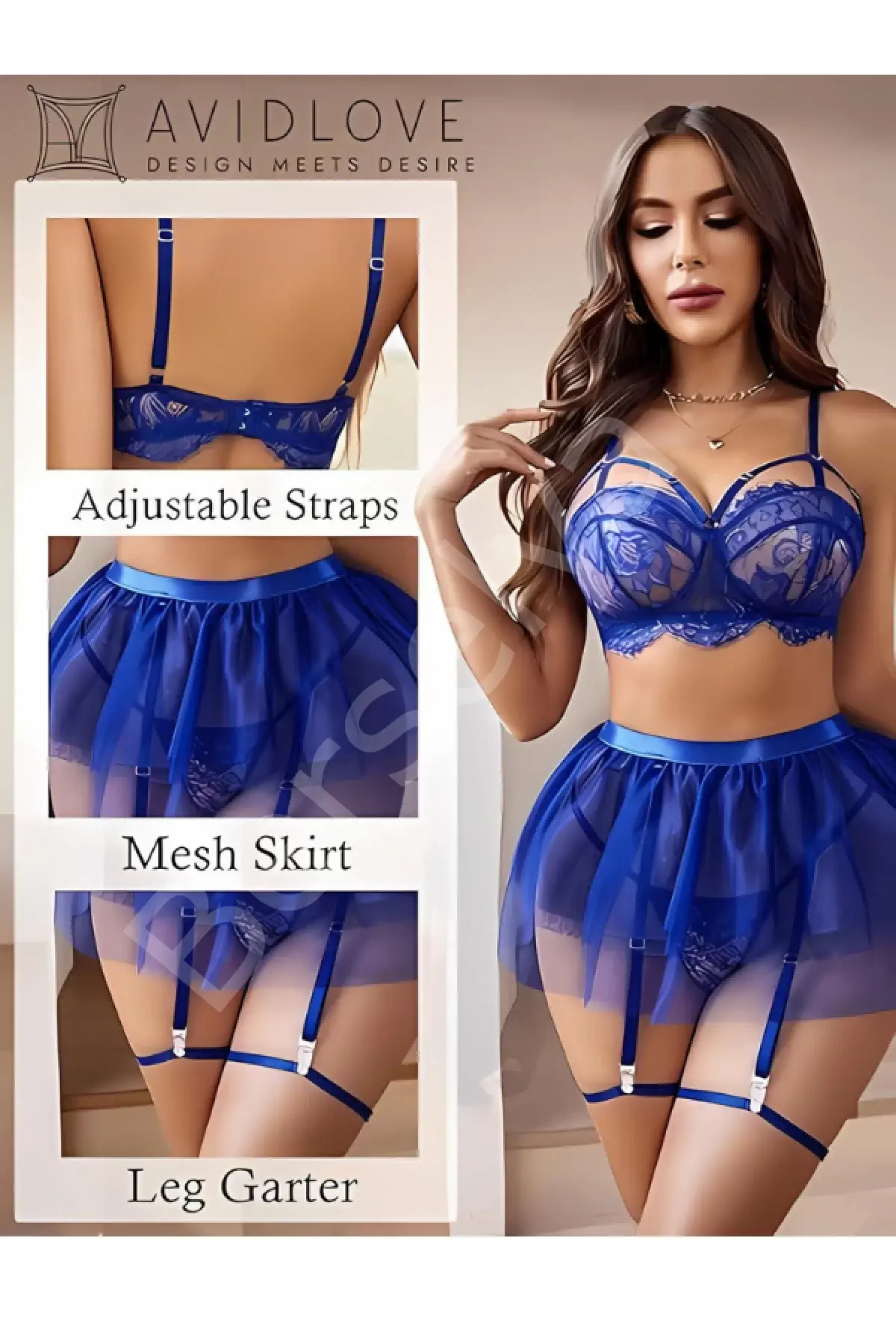 Mavi  Jartiyer Askılı Gecelik