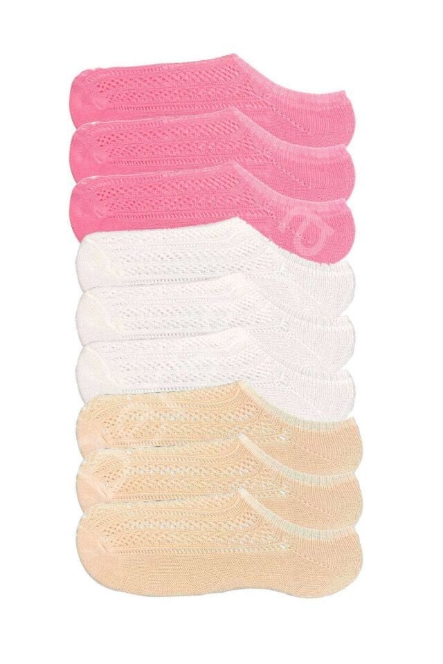 9 Adet Kadın Sneaker Dantelli File Pamuklu Yumuşak Çorap