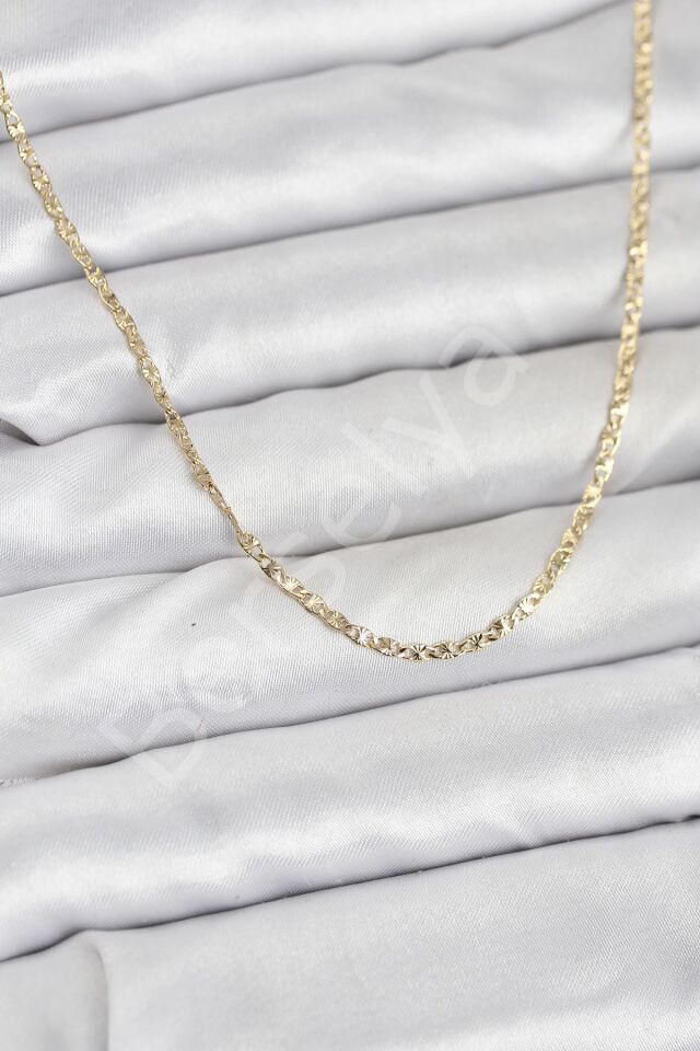 CM 14K Gold Renk Pirinç Lazer Model 60 cm Kadın Kolye
