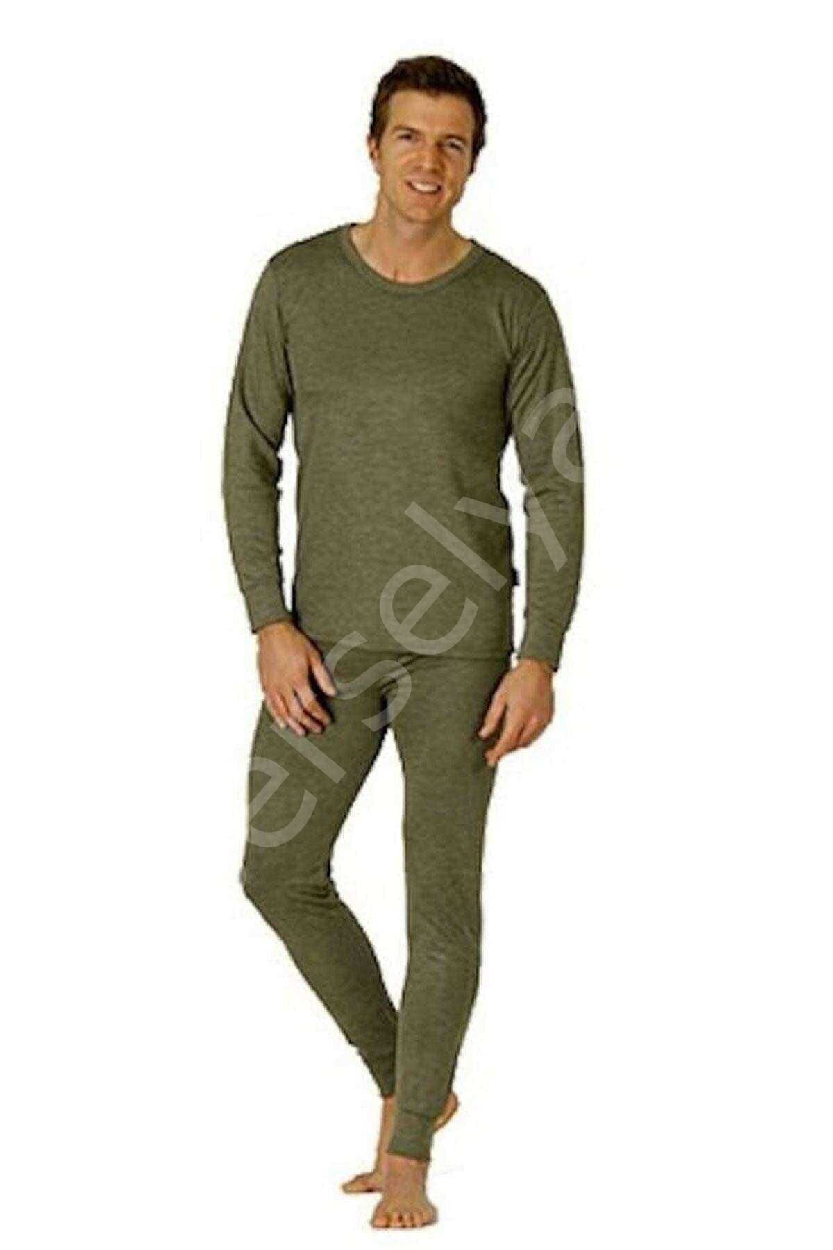 Kota Erkek Yeşil Askeri Termal Içlik Tayt Fanila Takım(Bere Hediyeli) 2002 L-XL