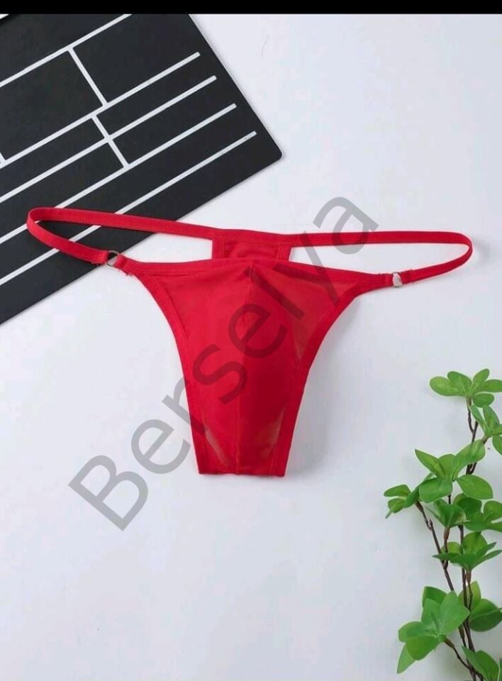 Erkek  Kırmızı Transparan Tanga İç Giyim